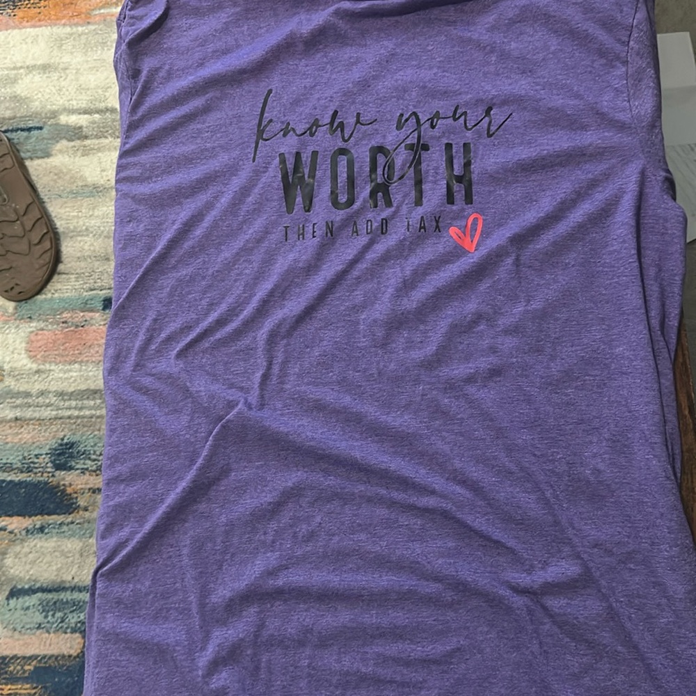 Xl purple handmade tshirt know your worth then add tax
